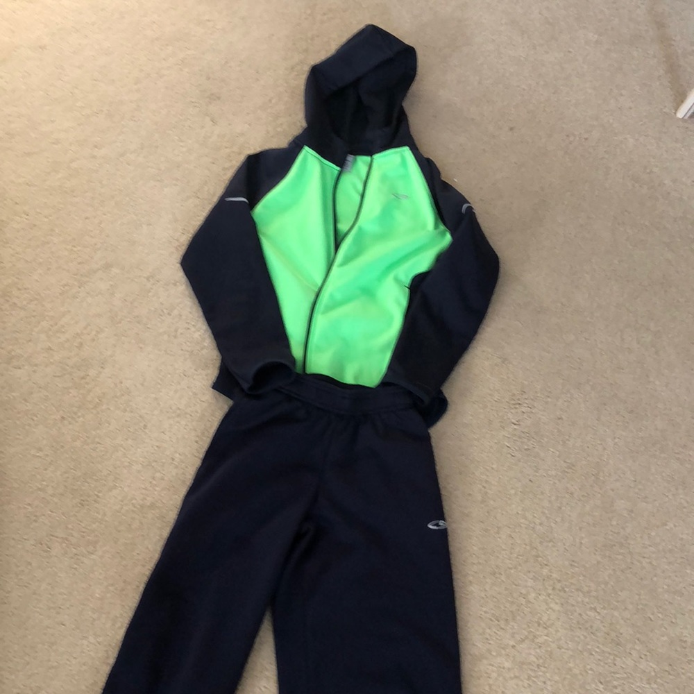 Champion boys navy/green sweat suit